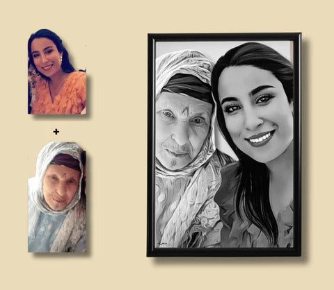 لوحة بورتريه مرسومة من صورتك — إطار فاخر
